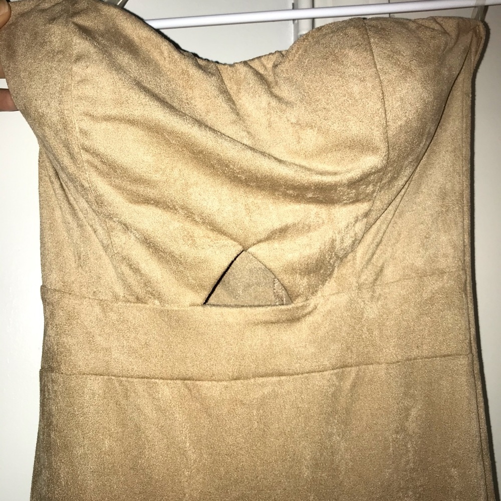 Strapless Tan Midi Dress